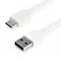 StarTech.com 1m USB-A naar USB-C oplaadkabel – robuuste snellaad- en synckabel USB 2.0 naar USB Type-C – duurzame TPE-mantel met aramidevezel M/M 3A wit – Samsung S10, iPad Pro, Pixel