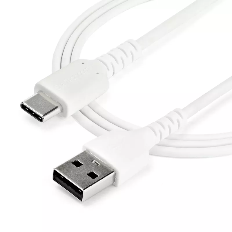 StarTech.com 1m USB-A naar USB-C oplaadkabel – robuuste snellaad- en synckabel USB 2.0 naar USB Type-C – duurzame TPE-mantel met aramidevezel M/M 3A wit – Samsung S10, iPad Pro, Pixel