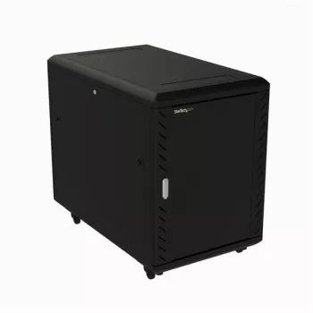 StarTech.com 4-post 15U serverrack, afsluitbare 19 inch datakast voor computer-/AV-/IT-apparatuur, kantoor-/thuisnetwerkrack met wielen en verstelbare montagerails