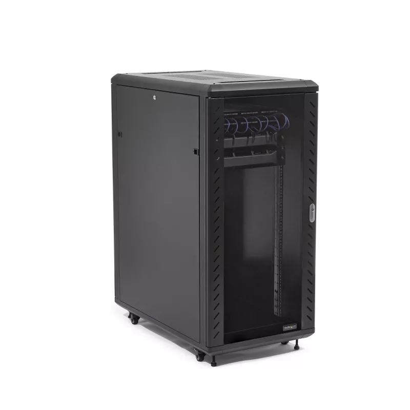 StarTech.com 4-posten 32U serverrack-kast, afsluitbare 19 inch datarack-kast voor computer-/AV-/IT-apparatuur, kantoor-/thuisnetwerkrack met wielen en verstelbare montagerails
