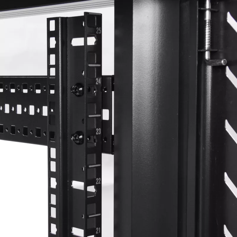 StarTech.com 4-posten 32U serverrack-kast, afsluitbare 19 inch datarack-kast voor computer-/AV-/IT-apparatuur, kantoor-/thuisnetwerkrack met wielen en verstelbare montagerails