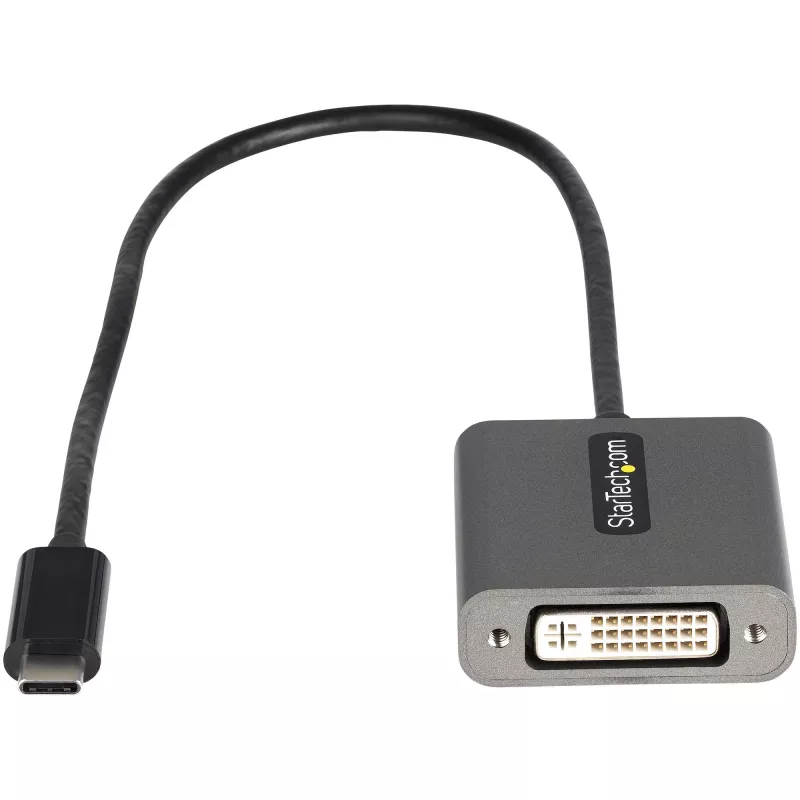 StarTech.com USB-C naar DVI-adapter - 1920x1200p USB-C naar DVI-D adapter-dongle - USB Type-C naar DVI-display/monitor - videoconverter - Thunderbolt 3 compatibel - 12 inch lange vast gemonteerde kabel - bijgewerkte versie van CDP2DVI