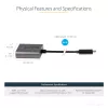 StarTech.com USB-C naar DVI-adapter - 1920x1200p USB-C naar DVI-D adapter-dongle - USB Type-C naar DVI-display/monitor - videoconverter - Thunderbolt 3 compatibel - 12 inch lange vast gemonteerde kabel - bijgewerkte versie van CDP2DVI