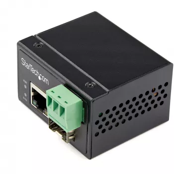 StarTech.com industriële glasvezel-naar-Ethernet-mediaconverter - 100 Mbit/s SFP naar RJ45/Cat6 - singlemode/multimode optische vezel naar kopernetwerk - 12-56 V DC - IP-30 / -40 tot +75 °C
