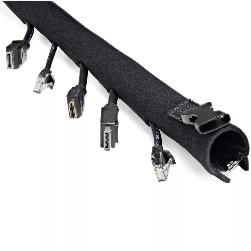 StarTech.com 40 inch (1m) neopreen kabelmanagementhoes met rits & gesp - 1,2 inch (3cm) diameter - computer/PC stroom-/netwerk-/AV-kabelafdekking/-manager - flexibele kabelorganizer-hoes - zwart