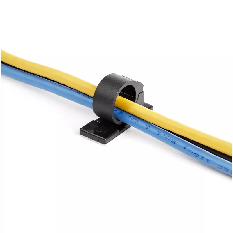 StarTech.com 100 zelfklevende kabelmanagementclips zwart - netwerk/Ethernet/bureaublad/computerkabel-organizer - klevende kabel-/leidinghouders - nylon zelfklevende clip UL/94V-2 brandwerend