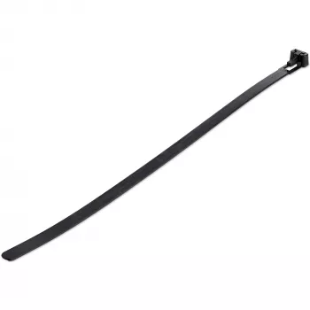 StarTech.com 10 inch (25cm) herbruikbare kabelbinders - 1/4 inch (7mm) breed, 2-1/2 inch (65mm) bundeldiameter, 50lb (22kg) treksterkte, losmaakbare nylon kabelbinders, binnen/buiten, 94V-2/UL gecertificeerd, 100-pack - zwart