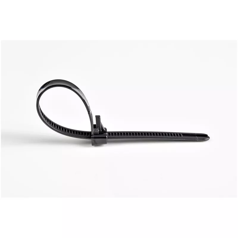 StarTech.com 20 cm herbruikbare kabelbinders - 7 mm breed, 50 mm bundeldiameter, 22 kg treksterkte, losmaakbare nylon kabelbinders, binnen/buiten, UL94 V-2 gecertificeerd, 100-pack - zwart