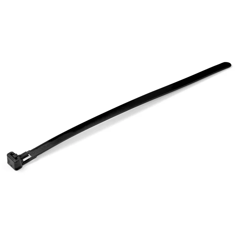 StarTech.com 20 cm herbruikbare kabelbinders - 7 mm breed, 50 mm bundeldiameter, 22 kg treksterkte, losmaakbare nylon kabelbinders, binnen/buiten, UL94 V-2 gecertificeerd, 100-pack - zwart