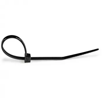 StarTech.com 4 inch (10cm) kabelbinders - 1/16 inch (2mm) breed, 7/8 inch (22mm) bundeldiameter, 18lb (8kg) treksterkte, zelfvergrendelende nylon kabelbinders met gebogen punt - 94V-2/UL gecertificeerd, 100-pack - zwart