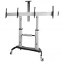 StarTech.com Dubbele TV-wagen voor 37-60 inch VESA-televisies tot 110lb/50kg per stuk - In hoogte verstelbare TV-beugel, mobiele displaywagen met apparatuurlades - Rolbare TV-wagen op wielen - Rolbare TV-standaard