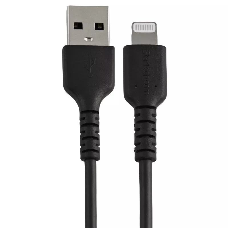StarTech.com 30cm robuuste zwarte USB-A naar Lightning kabel – Heavy-Duty ruwe aramidevezel USB Type-A naar Lightning laad-/synckabel – Apple MFi gecertificeerd iPad/iPhone 12