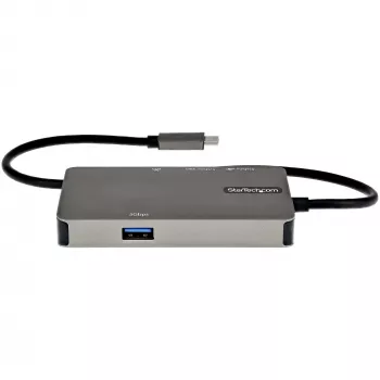 StarTech.com USB-C multiport-adapter – USB-C naar 4K 30Hz HDMI of 1080p VGA – USB Type-C mini-dock met 100W Power Delivery passthrough, 3-poorts USB-hub 5Gbps, GbE – 12″ (30 cm) vast gemonteerde kabel