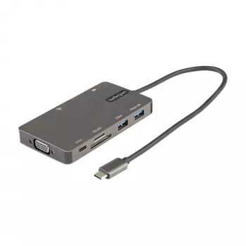 StarTech.com USB-C-multiport-adapter – HDMI 4K 30Hz of VGA travel dock – 5Gbps USB 3.0 hub (USB-A-/USB-C-aansluitingen) – 100W Power Delivery – SD/Micro SD – GbE – 30cm kabel – USB-C mini dock