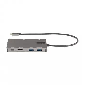 StarTech.com USB-C-multiport-adapter – HDMI 4K 30Hz of VGA travel dock – 5Gbps USB 3.0 hub (USB-A-/USB-C-aansluitingen) – 100W Power Delivery – SD/Micro SD – GbE – 30cm kabel – USB-C mini dock