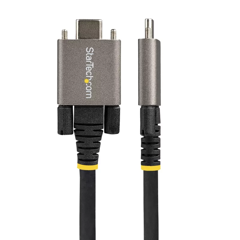 StarTech.com 50cm (20″) zijwaarts vastschroefbare USB-C-kabel 10Gbps – USB 3.1/3.2 Gen 2 Type-C-kabel – 100W (5A) Power Delivery-laden, DP Alt Mode – dubbele schroefvergrendeling – USB-C-kabel laden/synchroniseren