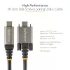 StarTech.com 50cm (20″) zijwaarts vastschroefbare USB-C-kabel 10Gbps – USB 3.1/3.2 Gen 2 Type-C-kabel – 100W (5A) Power Delivery-laden, DP Alt Mode – dubbele schroefvergrendeling – USB-C-kabel laden/synchroniseren