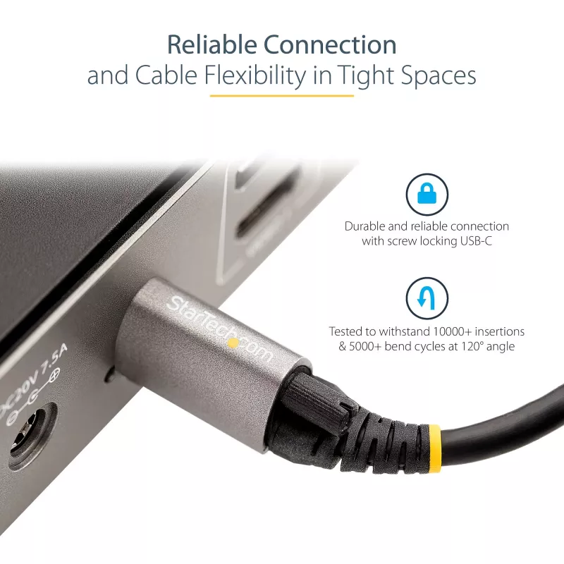 StarTech.com 50 cm top screw locking USB-C-kabel 10 Gbit/s – USB 3.1/3.2 Gen 2 Type-C-kabel – 100 W (5 A) Power Delivery laadvermogen, DP Alt Mode – enkele schroefvergrendeling, USB-C kabel laden/synchroniseren