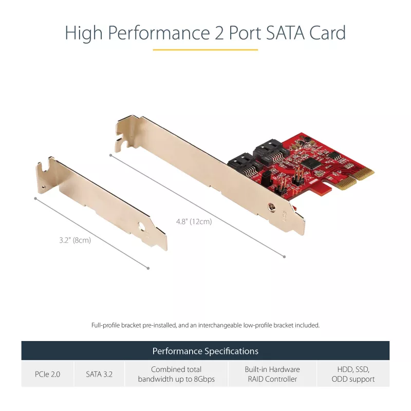 StarTech.com SATA PCIe-kaart - 2-poorts PCIe SATA-uitbreidingskaart - 6Gbps - Full/Low Profile - PCI Express naar SATA-adapter/controller - ASM1062R SATA RAID - PCIe naar SATA-converter