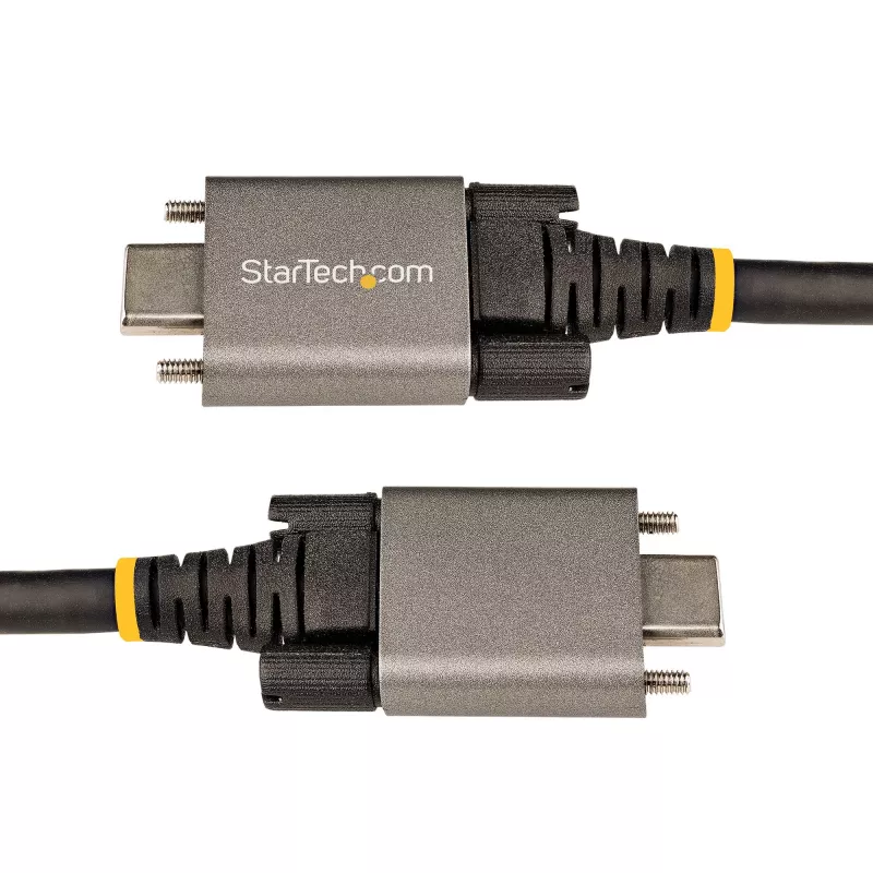 StarTech.com 0,91 m zijwaartse schroefvergrendeling USB-C-kabel 10 Gbit/s – USB-IF-gecertificeerde USB-C-kabel – USB 3.1/3.2 Gen 2 Type-C-kabel – 100 W (5 A) Power Delivery laden, DP Alt Mode – dubbele schroefvergrendeling – USB-C kabel laden/synchroniseren