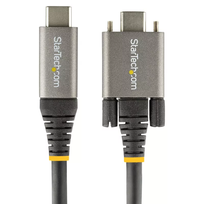 StarTech.com 0,91 m zijwaartse schroefvergrendeling USB-C-kabel 10 Gbit/s – USB-IF-gecertificeerde USB-C-kabel – USB 3.1/3.2 Gen 2 Type-C-kabel – 100 W (5 A) Power Delivery laden, DP Alt Mode – dubbele schroefvergrendeling – USB-C kabel laden/synchroniseren