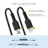 StarTech.com 1m (3ft) USB-C naar Lightning kabel, MFi-gecertificeerd, spiraalkabel iPhone laadkabel, Zwart, robuuste TPE-mantel aramidevezel, slijtvaste spiraalkabel Lightning