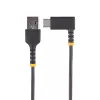 StarTech.com 15 cm USB-A-naar-USB-C-oplaadkabel, haaks – robuuste snellaad-USB-C-kabel – zwart, USB 2.0 A naar Type-C – duurzame aramidevezel – 3A – korte USB-oplaadkabel
