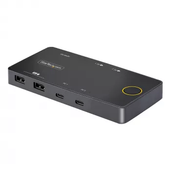 StarTech.com 2-poorts USB-C KVM-switch, enkele 4K 60Hz HDMI-monitor, dual 100W Power Delivery pass-through-poorten, busgevoed, USB Type-C/USB4/Thunderbolt 3/4 compatibel – small form factor