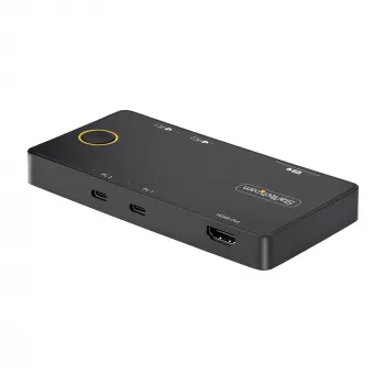StarTech.com 2-poorts USB-C KVM-switch, enkele 4K 60Hz HDMI-monitor, dual 100W Power Delivery pass-through-poorten, busgevoed, USB Type-C/USB4/Thunderbolt 3/4 compatibel – small form factor