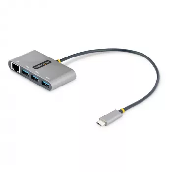 StarTech.com 3-poorts USB-C-hub met Ethernet - 3x USB-A - Gigabit Ethernet - USB 3.0 5Gbps - busgevoed - 1ft/30cm lange USB Type-C hostkabel - GbE - draagbare USB-C naar USB-A-hub
