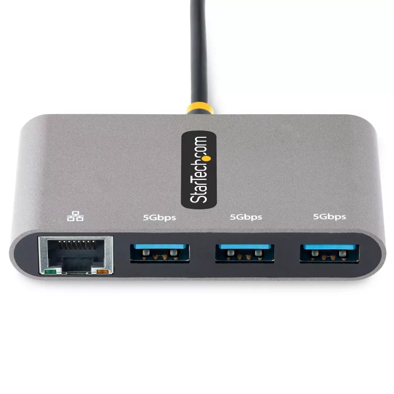 StarTech.com 3-poorts USB-C-hub met Ethernet - 3x USB-A - Gigabit Ethernet - USB 3.0 5Gbps - busgevoed - 1ft/30cm lange USB Type-C hostkabel - GbE - draagbare USB-C naar USB-A-hub