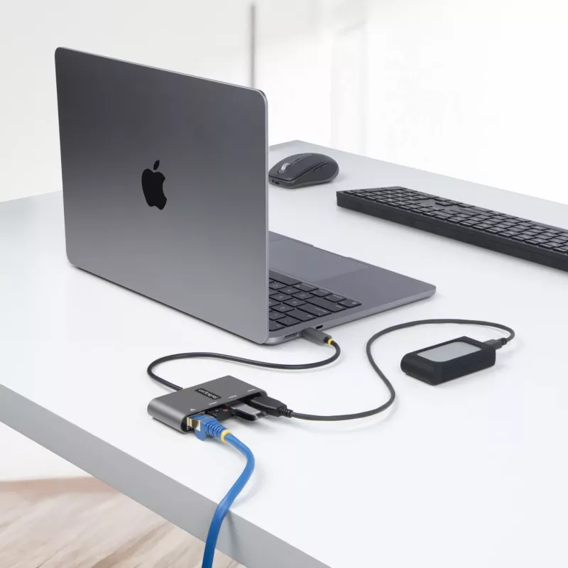 StarTech.com 3-poorts USB-C-hub met Ethernet - 3x USB-A - Gigabit Ethernet - USB 3.0 5Gbps - busgevoed - 1ft/30cm lange USB Type-C hostkabel - GbE - draagbare USB-C naar USB-A-hub