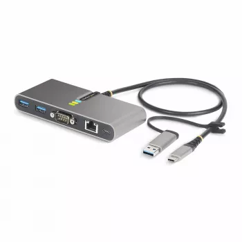 StarTech.com 2-poorts USB-C-hub met Ethernet en RS-232, meegeleverde USB-C-naar-USB-A-dongle, 100 W PD pass-through, 2x USB-A 5 Gbit/s, Gigabit Ethernet, RS232 serieel (FTDI)