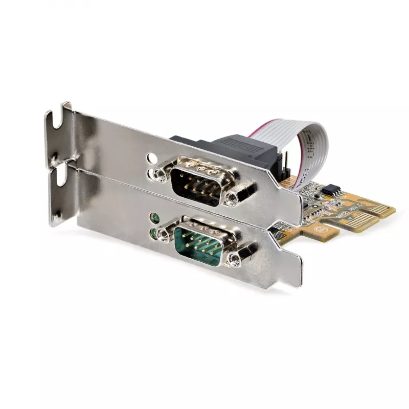 StarTech.com 2-poorts PCI Express seriële interfacekaart, dual port PCIe naar RS232 (DB9) seriële kaart, 16C1050 UART, low/full profile beugels, COM retention, voor Windows/Linux