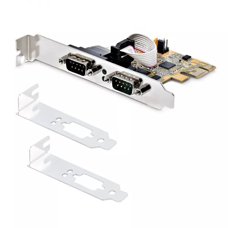 StarTech.com 2-poorts PCI Express seriële interfacekaart, dual port PCIe naar RS232 (DB9) seriële kaart, 16C1050 UART, low/full profile beugels, COM retention, voor Windows/Linux