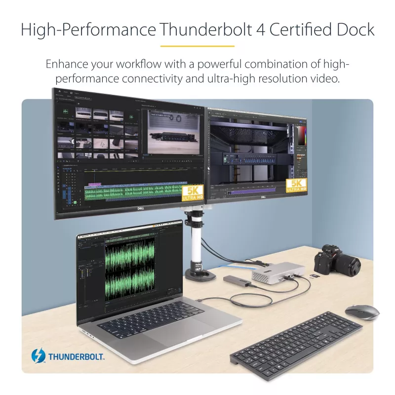 StarTech.com universele USB4 & Thunderbolt 4 dockingstation, quad-display onder Windows, dual-display op MacBook, HDMI DP dock met 98W laptoplaadfunctie