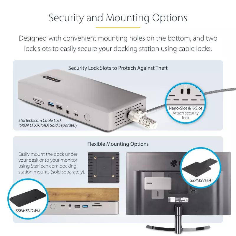 StarTech.com universele USB4 & Thunderbolt 4 dockingstation, quad-display onder Windows, dual-display op MacBook, HDMI DP dock met 98W laptoplaadfunctie