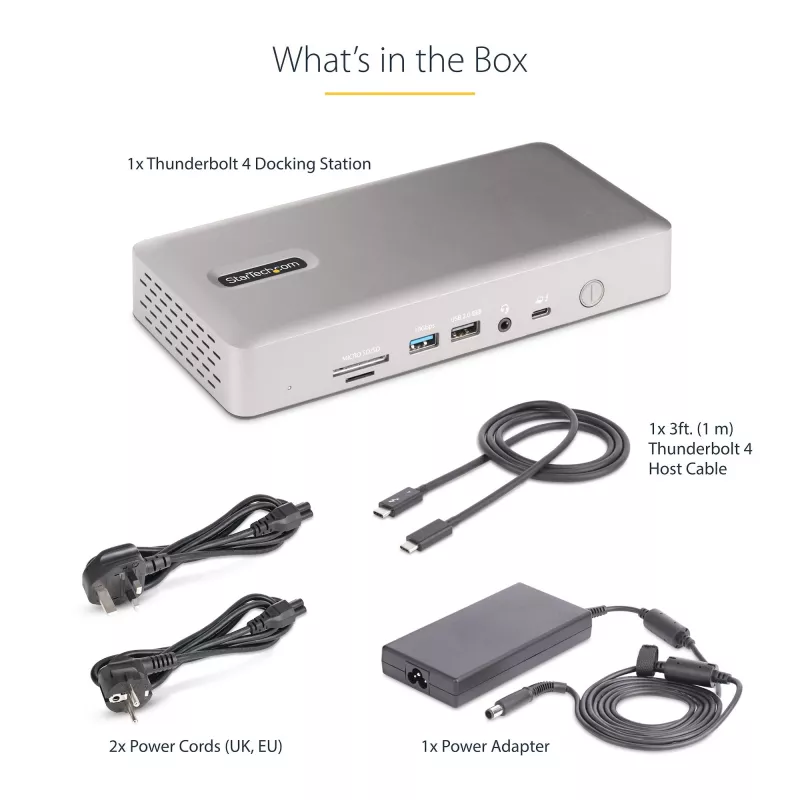 StarTech.com universele USB4 & Thunderbolt 4 dockingstation, quad-display onder Windows, dual-display op MacBook, HDMI DP dock met 98W laptoplaadfunctie