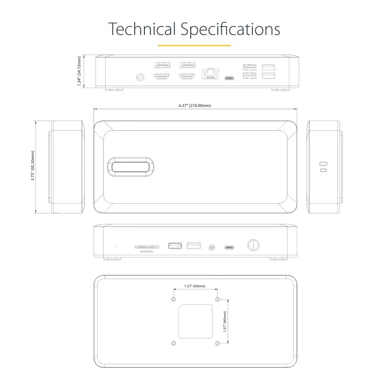 StarTech.com universele USB4 & Thunderbolt 4 dockingstation, quad-display onder Windows, dual-display op MacBook, HDMI DP dock met 98W laptoplaadfunctie