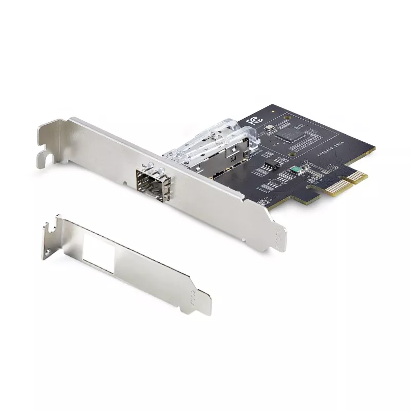 StarTech.com 1-poorts GbE SFP-netwerkkaart, PCIe 2.1 x1, Intel I210-IS, 1GbE-controller, 1000BASE koper/glasvezel, single-port Gigabit Ethernet NIC, desktop-/serverbeugels – compatibel met Windows en Linux