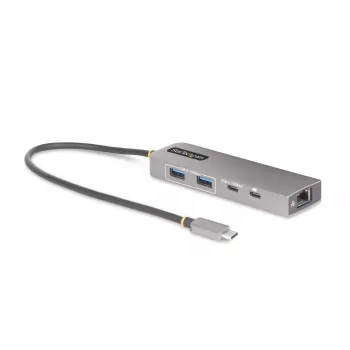 StarTech.com 3-poorts USB-C-hub met 2,5 Gbit/s Ethernet en 100 W Power Delivery pass-through, USB 3.2 10 Gbit/s, 2x USB-A/1x USB-C, draagbare USB Type-C adapter-hub