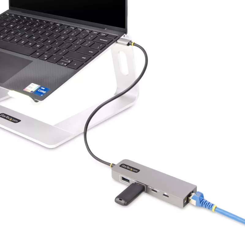StarTech.com 3-poorts USB-C-hub met 2,5 Gbit/s Ethernet en 100 W Power Delivery pass-through, USB 3.2 10 Gbit/s, 2x USB-A/1x USB-C, draagbare USB Type-C adapter-hub