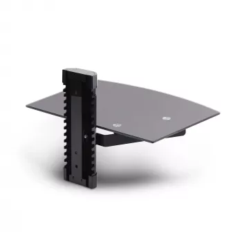 StarTech.com zwevende wandgemonteerde AV-plank, in hoogte verstelbare plank voor onder de tv, organisatie van A/V-apparatuur op zwarte plank van gehard glas