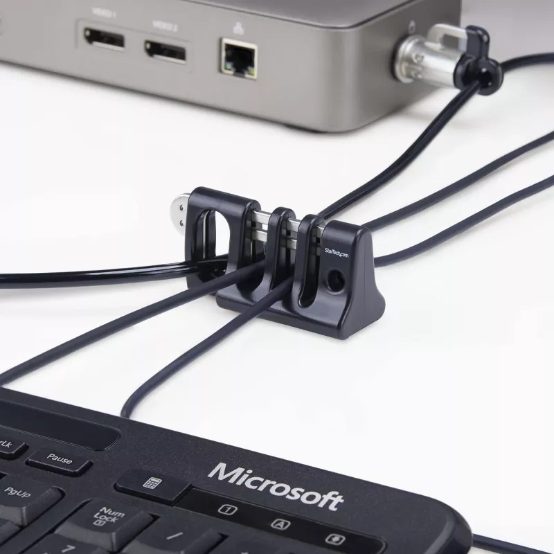 StarTech.com randapparatuur-kabelankerslot, beveilig toetsenbord/muis, kabelslot voor gedeelde kantoren/openbare computers, kabelval compatibel met laptop-beveiligingskabel/hangslot – TAA