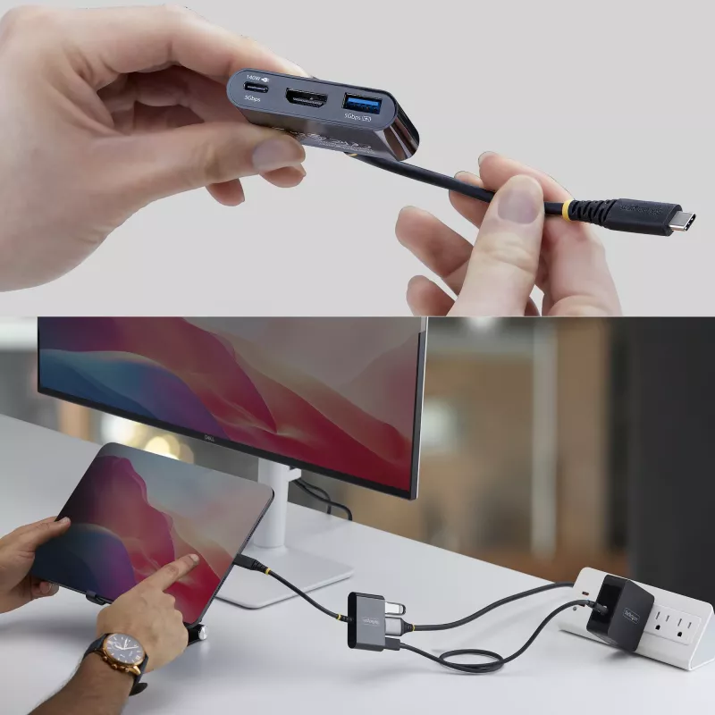 StarTech.com USB-C naar HDMI-multipoort-adapter met 140-W-PD-lading, 4K-60-Hz-HDMI, USB-5-Gbit/s-hub, mini-dock voor MacBook / Dell / Thinkpad / HP / iPad / tablets