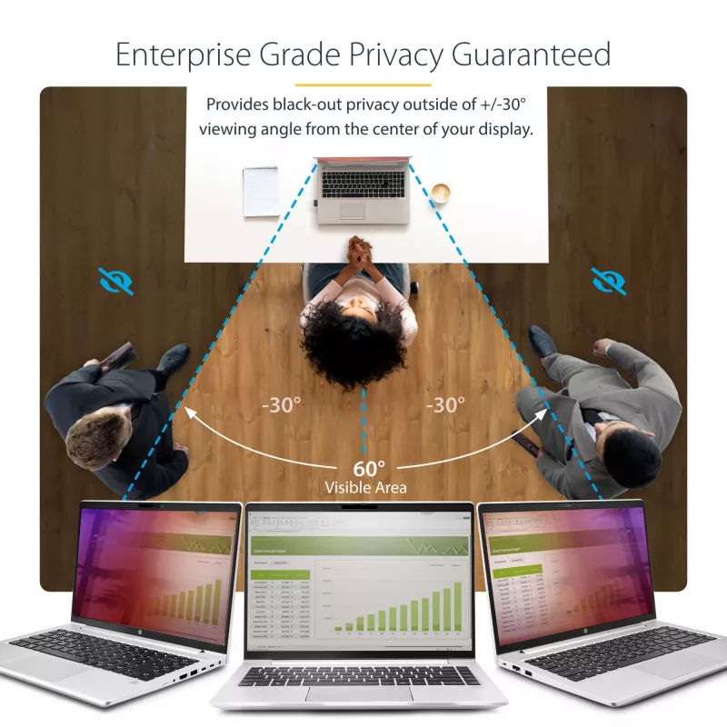 StarTech.com 35,6 cm (14 inch) 16:9 laptop privacyfolie, omkeerbaar goudfilter met verbeterde kijkbescherming, computer-beveiligingsfilter, verwijderbare schermbescherming, +/- 30°