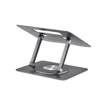 StarTech.com draaibare laptopstandaard, 360° zwenkbaar, ergonomische bureaulift voor computer, verhoogde houder met verstelbare helling, max. 5 kg, aluminium constructie, draagbaar design