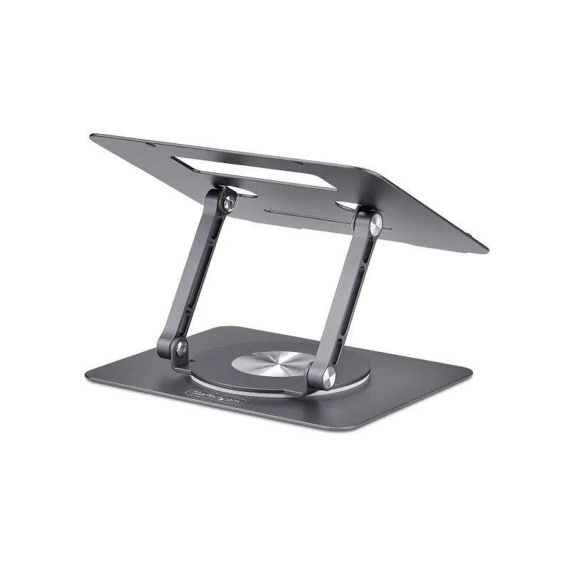StarTech.com draaibare laptopstandaard, 360° zwenkbaar, ergonomische bureaulift voor computer, verhoogde houder met verstelbare helling, max. 5 kg, aluminium constructie, draagbaar design