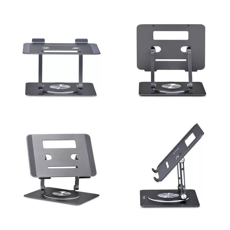 StarTech.com draaibare laptopstandaard, 360° zwenkbaar, ergonomische bureaulift voor computer, verhoogde houder met verstelbare helling, max. 5 kg, aluminium constructie, draagbaar design