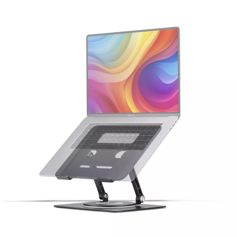StarTech.com draaibare laptopstandaard, 360° zwenkbaar, ergonomische bureaulift voor computer, verhoogde houder met verstelbare helling, max. 5 kg, aluminium constructie, draagbaar design